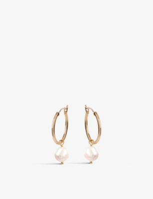 LA MAISON COUTURE: Amadeus Venus 14ct yellow gold-vermeil recycled sterling-silver and Keshi pearl large hoop earrings