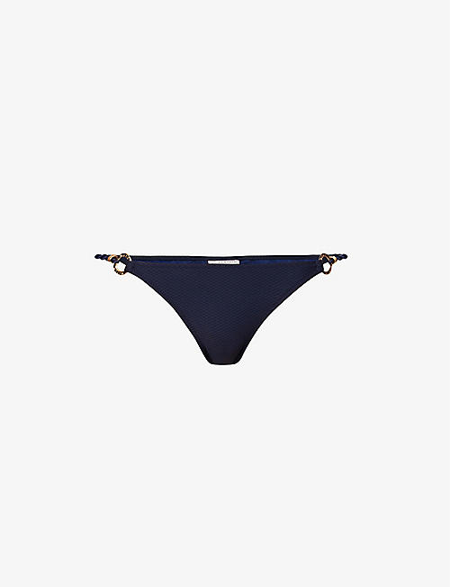 HEIDI KLEIN: Ring brand-tab mid-rise bikini bottoms