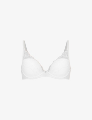 CHANTELLE: Orangerie plunge floral-embroidered stretch-woven bra
