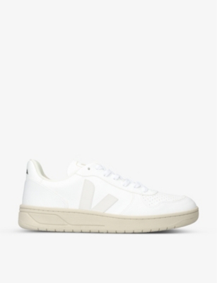 VEJA: V-10 logo-embroidered leather low-top trainers