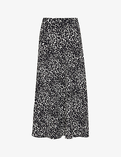 WHISTLES: Shadow leopard-print woven midi skirt