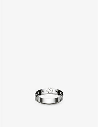 GUCCI: Icon 18ct white-gold and 0.15ct diamond ring