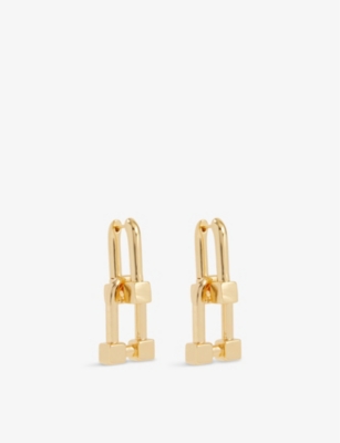 OMA THE LABEL: Zoë square 18ct yellow-gold plated brass drop earrings