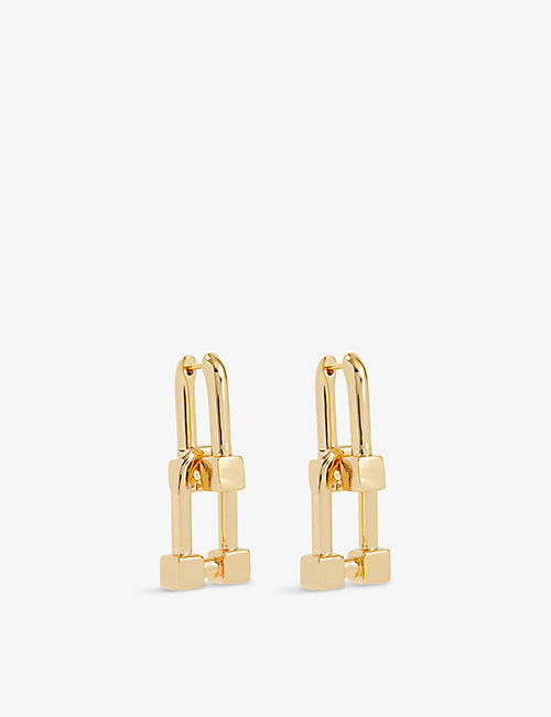 OMA THE LABEL: Zoë square 18ct yellow-gold plated brass drop earrings