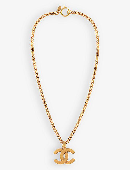 SUSAN CAPLAN: Pre-loved Chanel CC-logo yellow gold-plated necklace