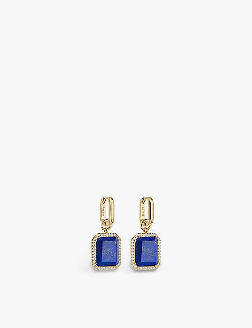 ASTLEY CLARKE: Ottima 18ct yellow gold-plated vermeil sterling silver, lapis lazuli and white sapphire drop earrings
