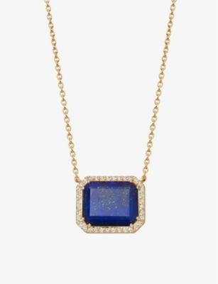 ASTLEY CLARKE: Ottima 18ct yellow gold-plated vermeil sterling silver, lapis lazuli and white sapphire pendant necklace