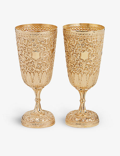 THIS OLD THING LONDON: Pre-loved embossed metal goblets pack of two
