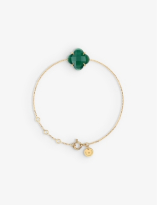 THE ALKEMISTRY: Morganne Bello Clover 18ct yellow-gold and green agate bracelet