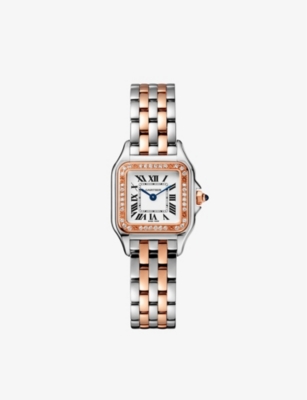 CARTIER: CRW3PN0006 Panthère de Cartier small 18ct rose-gold, stainless-steel and 0.23ct brilliant-cut diamond quartz watch