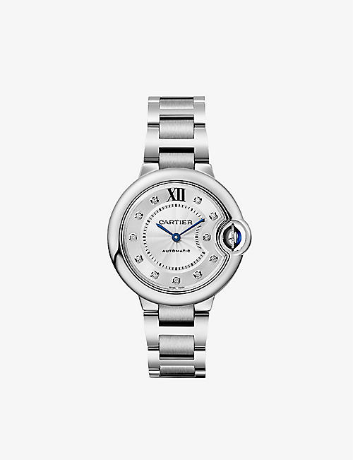 CARTIER: CRW4BB0021 Ballon Bleu de Cartier steel and 0.05ct diamond mechanical watch