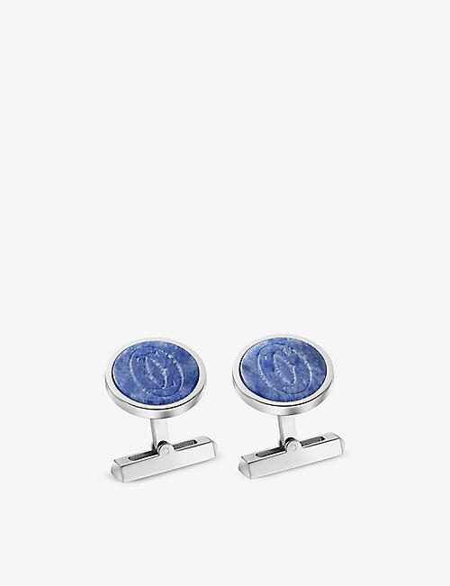 CARTIER: Double C palladium-plated sterling-silver and sodalite cufflinks