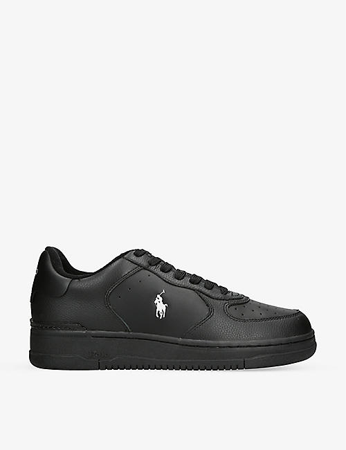 POLO RALPH LAUREN: Masters Court embroidered-pony leather trainers