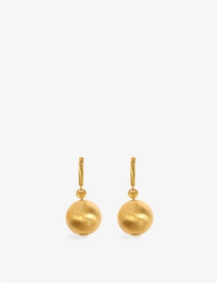 LAUREN RUBINSKI: Brushed Ball 14ct yellow-gold earrings