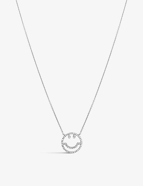 ROXANNE FIRST: Have a Nice Day 14ct white-gold and 0.17ct diamond necklace