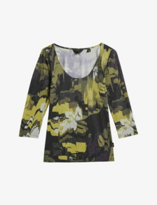 TED BAKER: Scoop-neck printed woven top