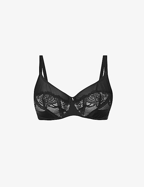 CHANTELLE: Orangerie floral-embellished underwired stretch-lace bra