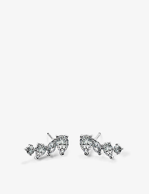 CARAT LONDON: Abigail sterling-silver and cubic zirconia stud earrings