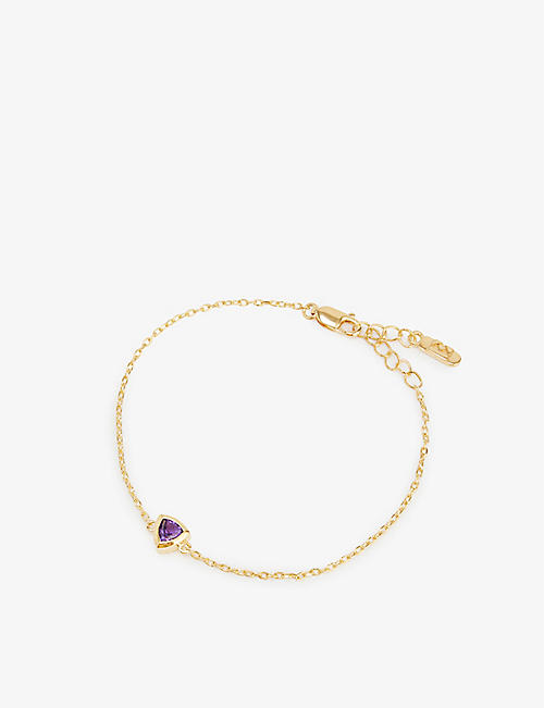 EDGE OF EMBER: February Birthstone 18ct yellow-gold-plated recycled sterling-silver and amethyst bracelet