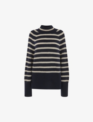 WHISTLES: Stripe funnel-neck knitted jumper