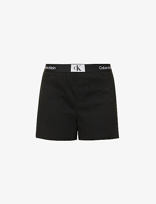 CALVIN KLEIN: 1996 brand-patch recycled cotton-blend sleep shorts
