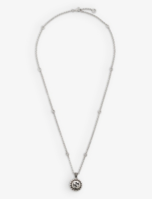GUCCI: Interlocking G logo-embellished silver pendant necklace