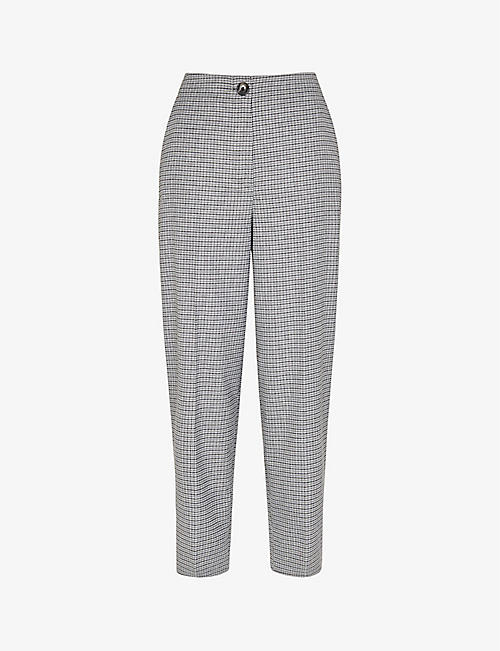 WHISTLES: Lila checked straight-leg mid-rise woven trousers