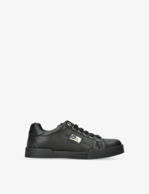 DOLCE & GABBANA: Brand-plaque leather low-top trainers 3-10 years