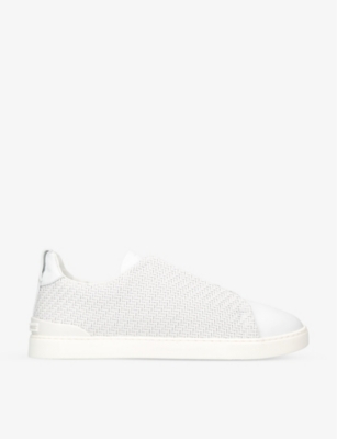 ZEGNA: Triple Stitch interwoven leather low-top trainers