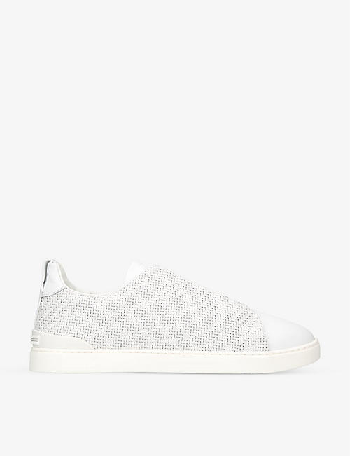 ZEGNA: Triple Stitch interwoven leather low-top trainers