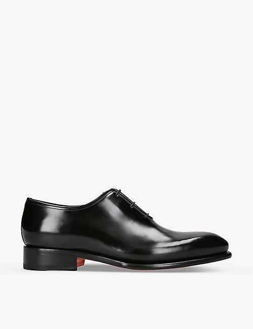 SANTONI: Carter wholecut leather Oxford shoes