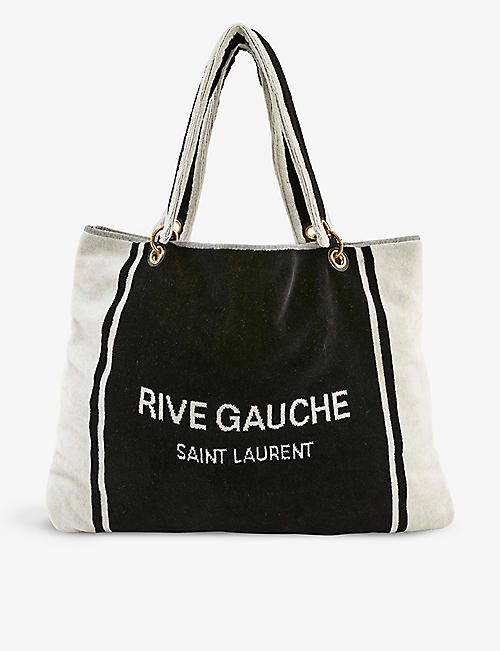 SAINT LAURENT: Rive Gauche cotton-towel tote bag