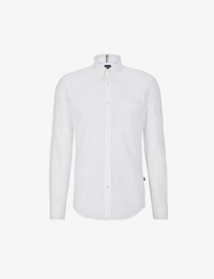 BOSS: Button-down collar slim-fit oxford-cotton shirt