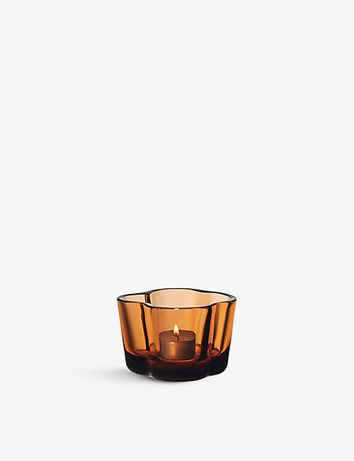 IITTALA: Alvar Aalto wave-shape glass tealight holder 6cm