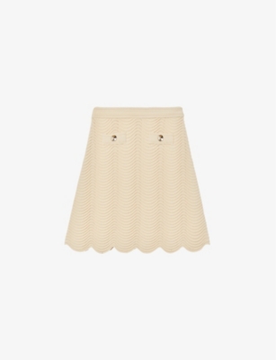 SANDRO: Amba scalloped-hem stretch-knit mini skirt