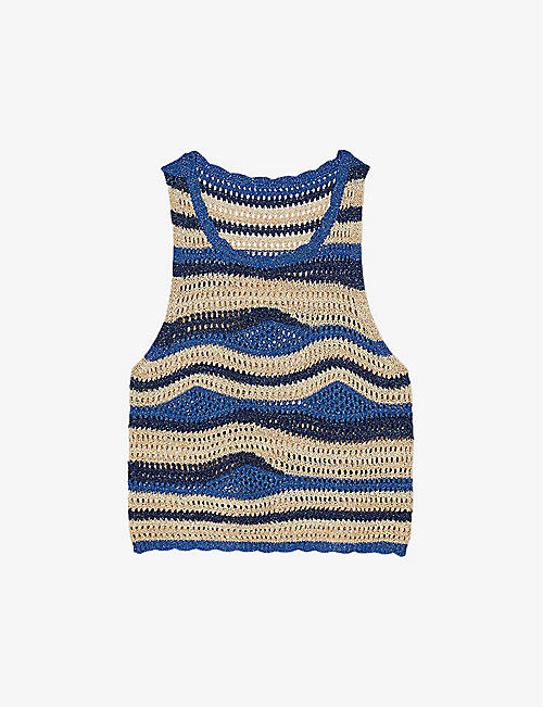 SANDRO: Crochet-pattern woven top