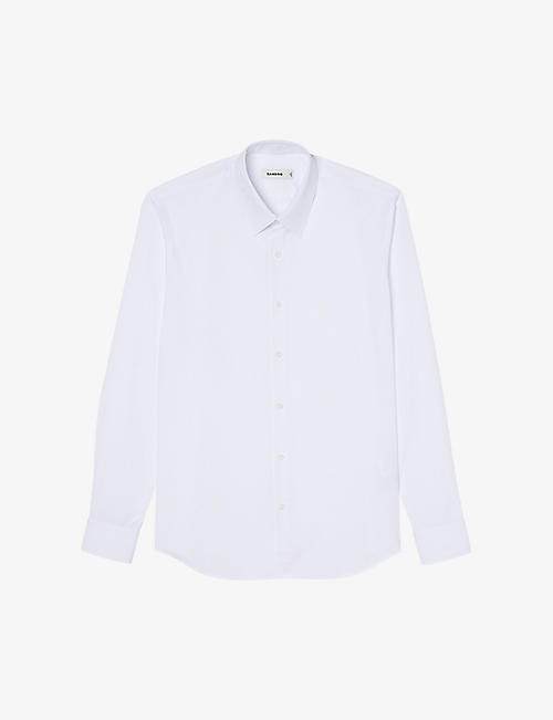 SANDRO: Seamless regular-fit pointed-collar cotton shirt