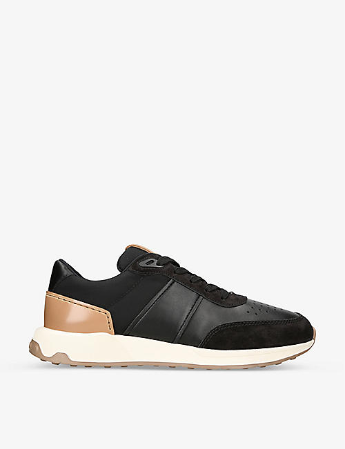 TODS: Luxury leather and woven low-top trainers