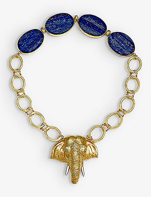 LA MAISON COUTURE: Samantha Siu Lustrous Kingdom 18ct yellow-gold plated sterling-silver and lapiz lazuli necklace