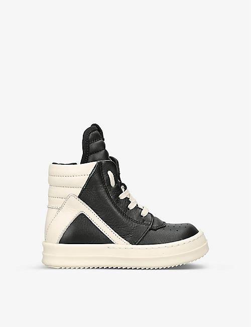 RICK OWENS: Baby Geo leather high-top trainers 6-36 months
