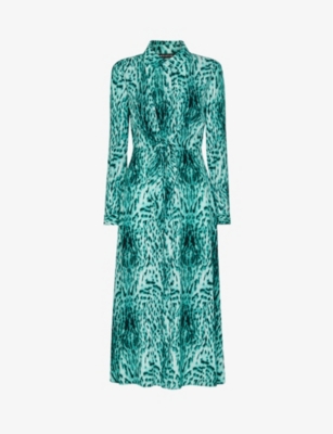 WHISTLES: Brushed leopard-print woven midi dress