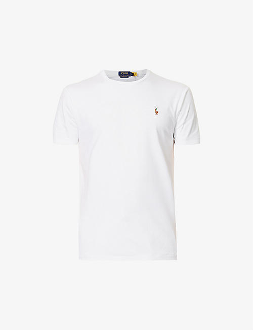 POLO RALPH LAUREN: Short-sleeved logo-embroidered custom slim-fit cotton-jersey T-shirt