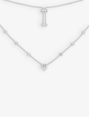 APM MONACO: Heart-link sterling-silver and zirconia necklace
