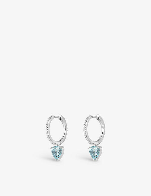APM MONACO: Heart-charm sterling-silver and zirconia huggie earrings