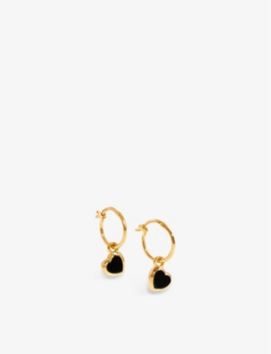MISSOMA: Heart-charm 18ct yellow gold-plated vermeil sterling-silver hoop earrings