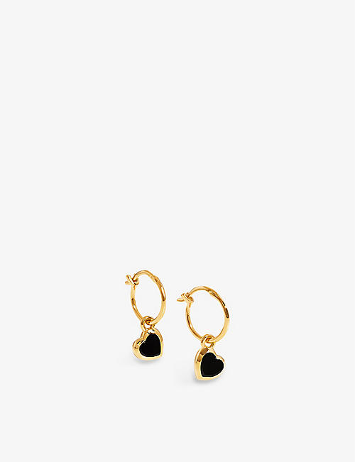 MISSOMA: Heart-charm 18ct yellow gold-plated vermeil sterling-silver hoop earrings