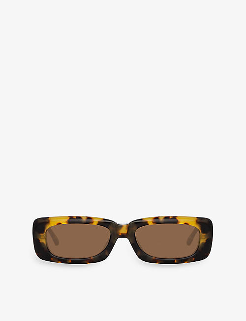 LINDA FARROW: Linda Farrow x The Attico Mini Marfa rectangular-frame acetate sunglasses