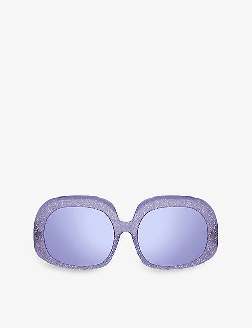 LINDA FARROW: Lea oversized round-frame acetate sunglasses