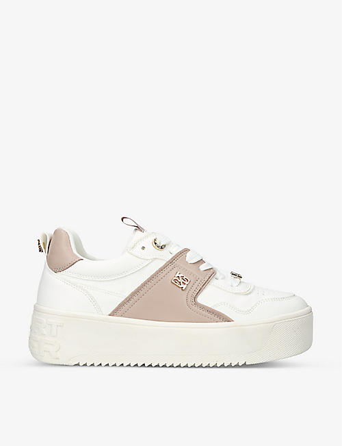 KG KURT GEIGER: Lyra logo-embellished faux-leather low-top trainers