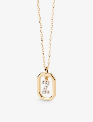 PDPAOLA: Letter Z mini 18ct yellow-gold plated sterling-silver and zirconia pendant necklace